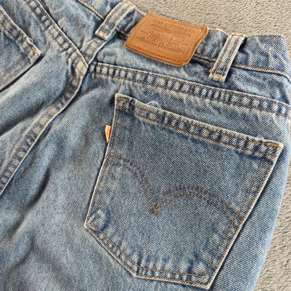 Vintage 90s Levis Jeans Size 14 (Fits 28x33) Blue Light Wash Straight Orange Tab - Picture 4 of 14